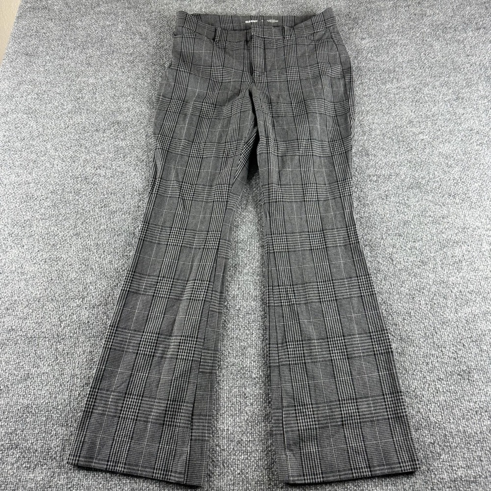 Old Navy Pants Womens 10 Gray Plaid Pixie Flare High Rise Twill Dress Work